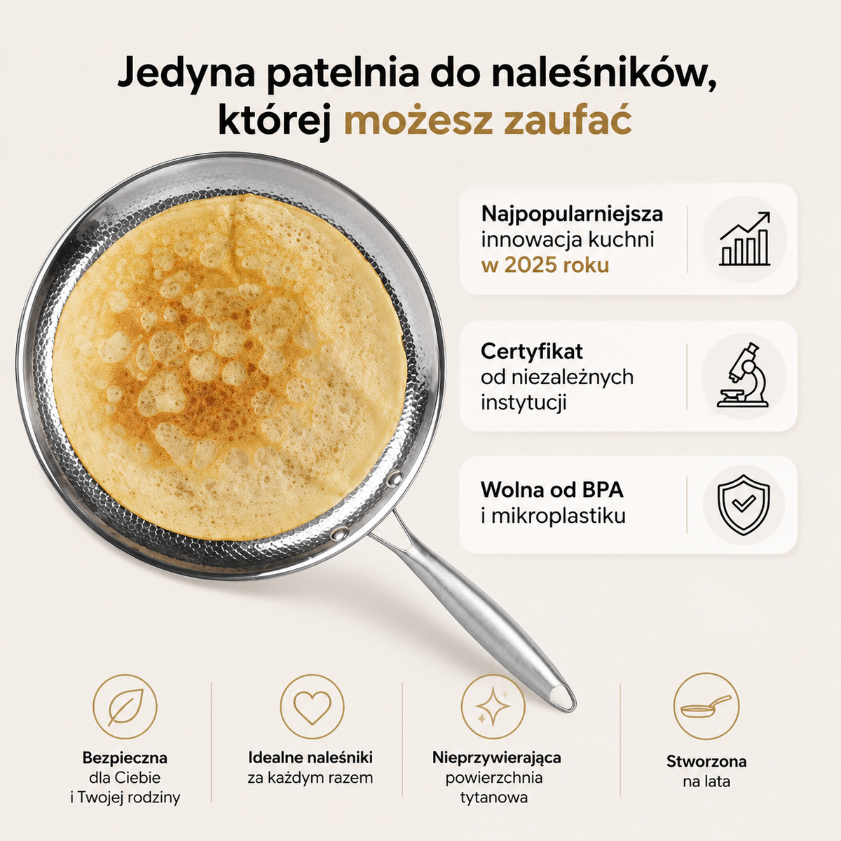Bleffy™ Młotkowana Patelnia Tytanowa Pro do Naleśników