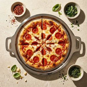 Bleffy™ | Tytanowa płyta stalowa do pizzy – młotkowane wykończenie